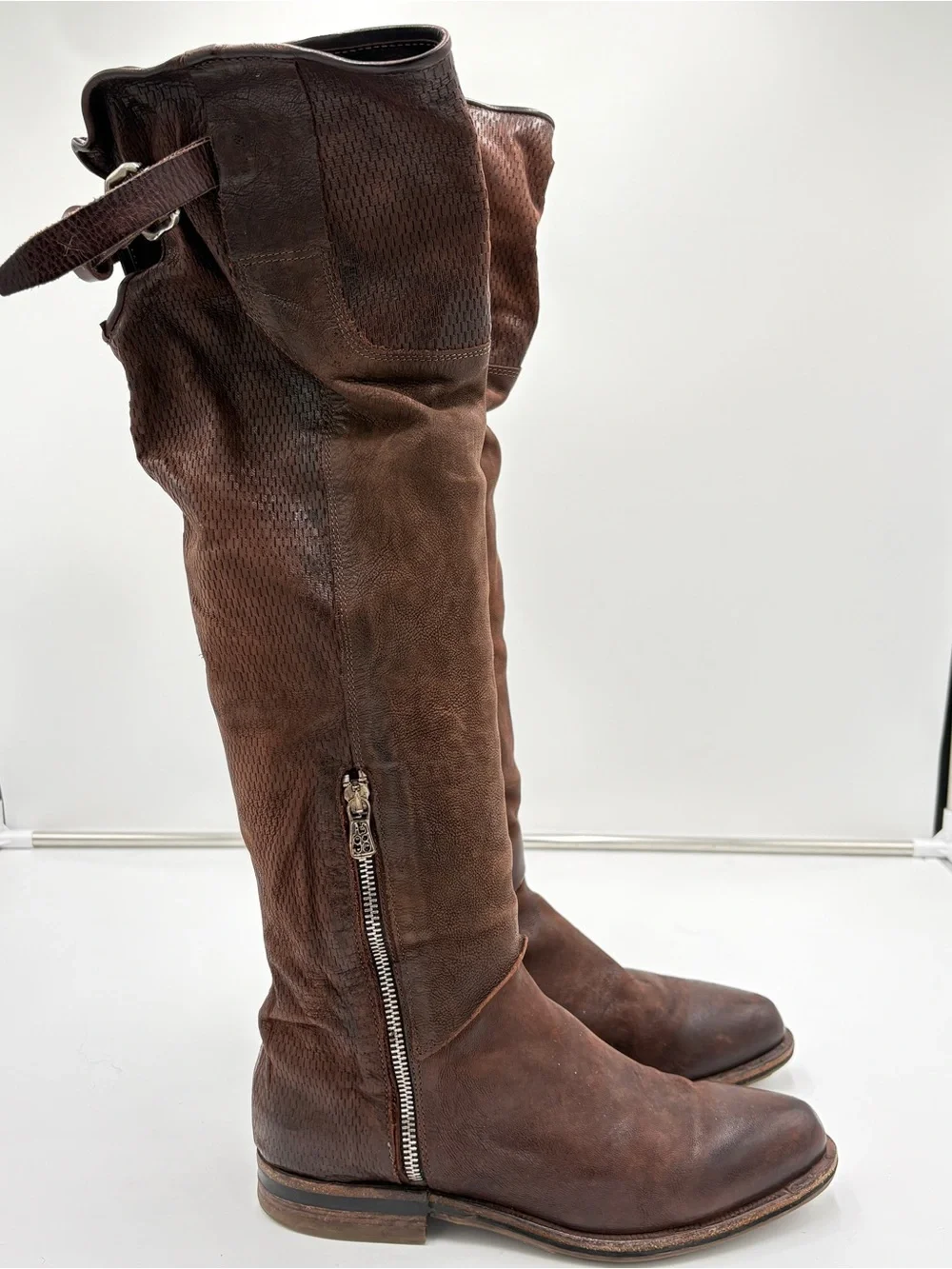 A.S. 98 Free People Royce Tall Over the Knee Brown Leather Boots Women 39 US 8.5